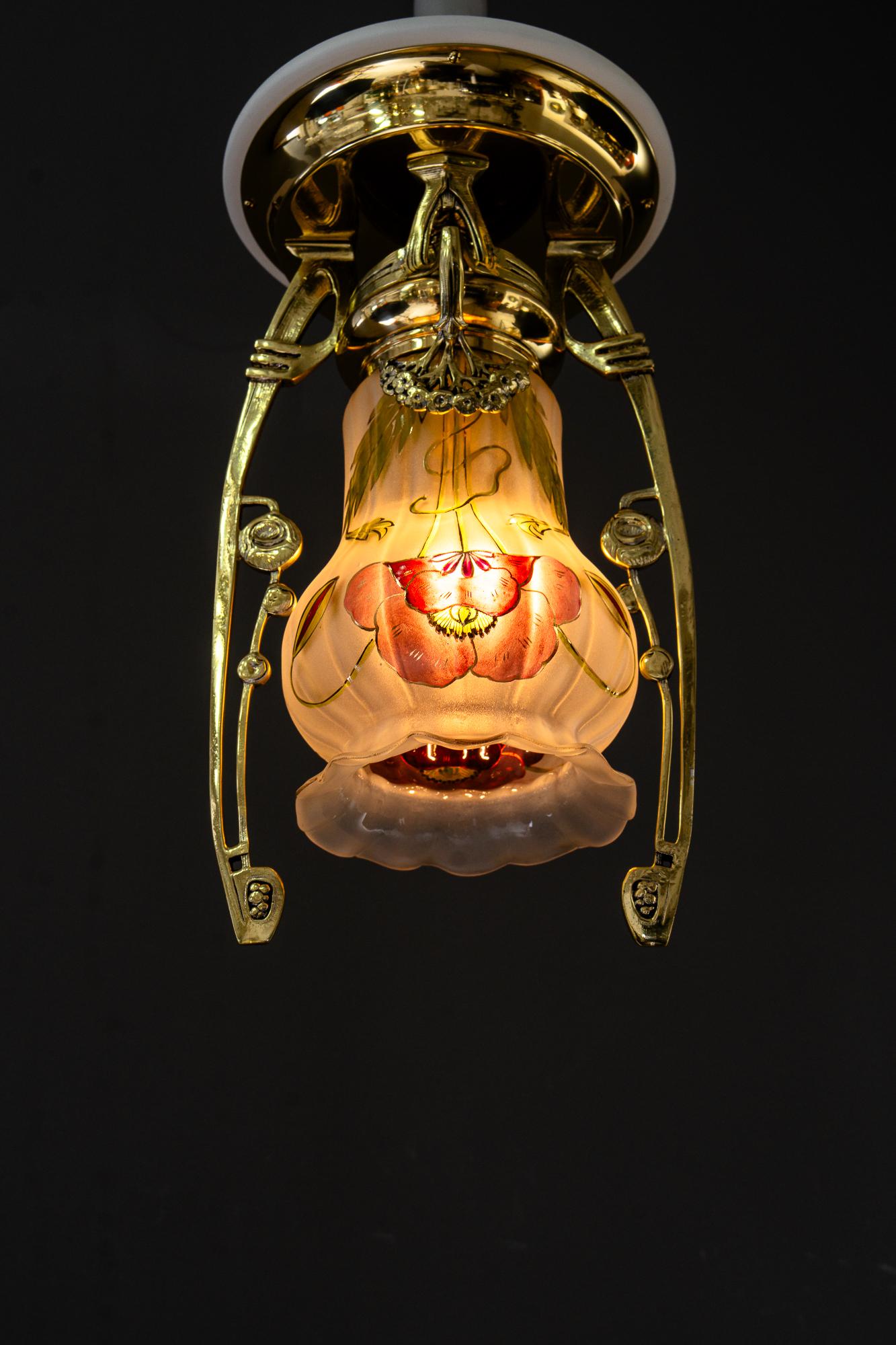 Lampada da soffitto Jugendstil con paralume originale dipinto a mano vienna 1908 circa in vendita 4