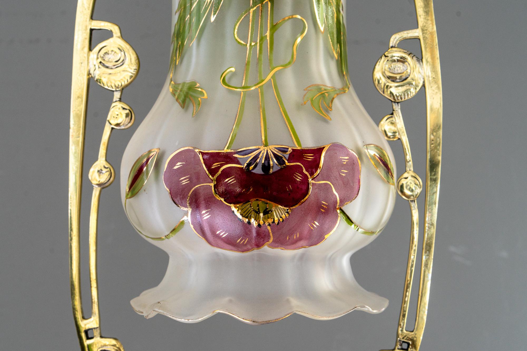Lampada da soffitto Jugendstil con paralume originale dipinto a mano vienna 1908 circa in vendita 1
