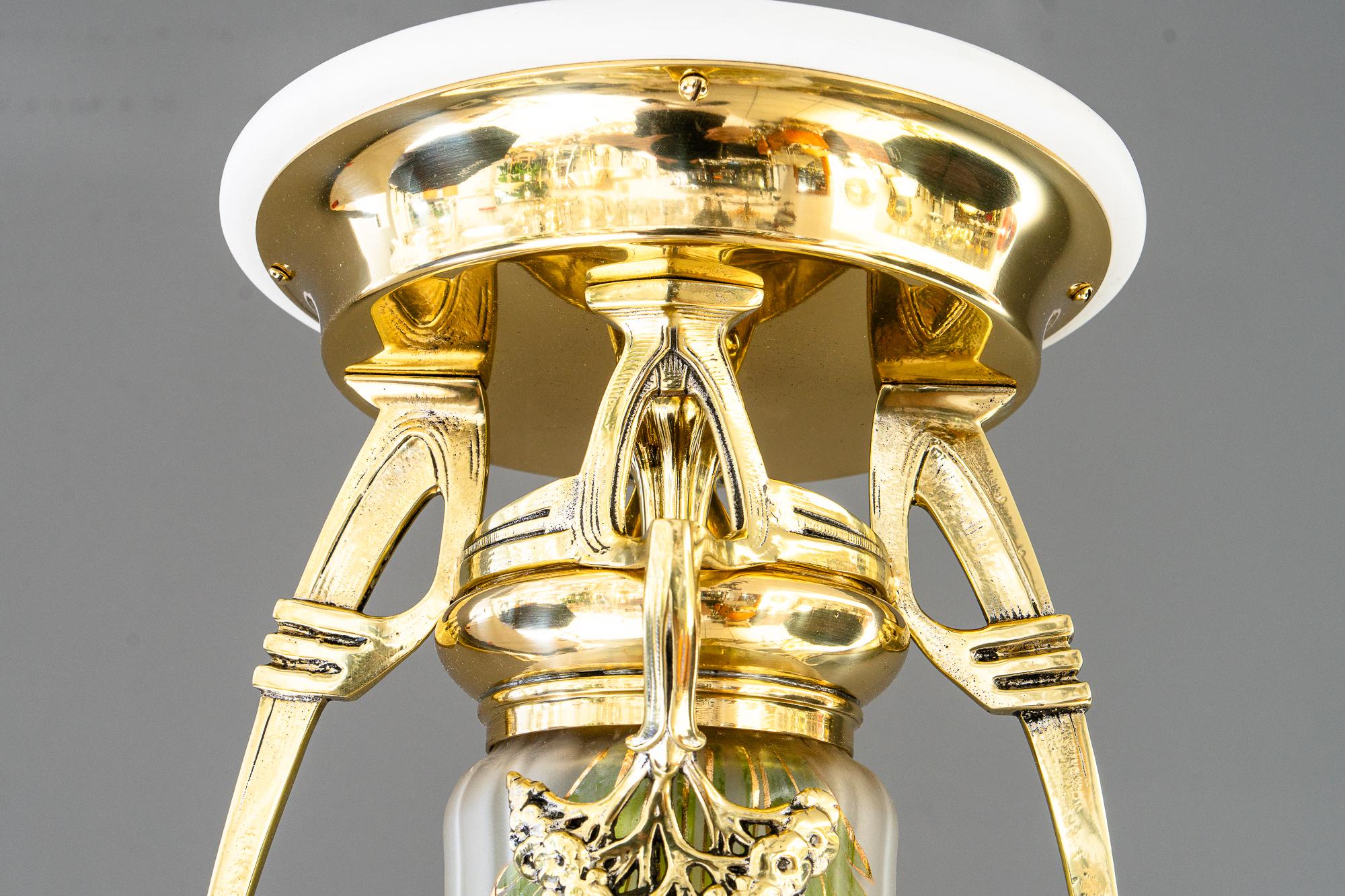 Lampada da soffitto Jugendstil con paralume originale dipinto a mano vienna 1908 circa In condizioni buone in vendita a Wien, AT