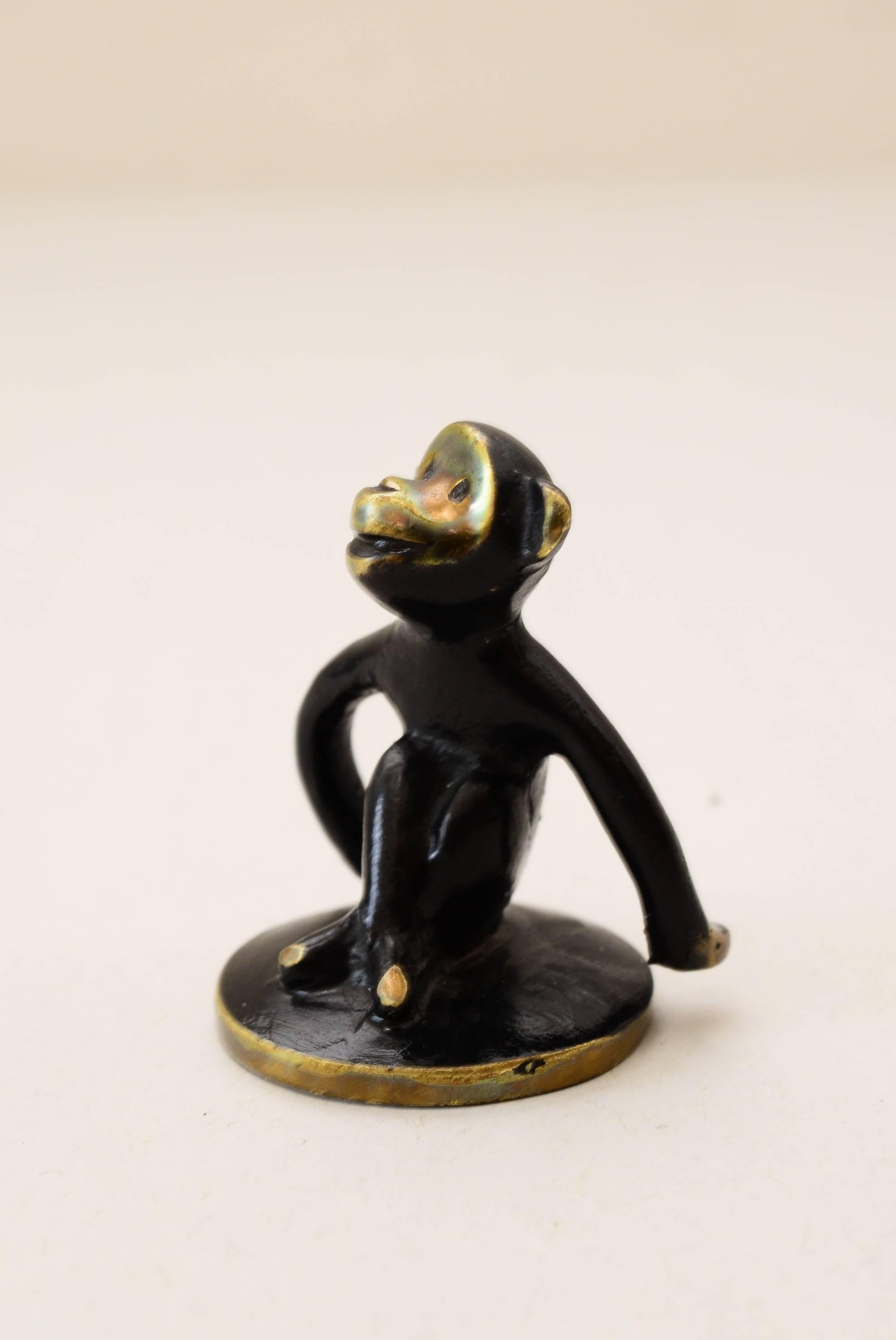 Mid-Century Modern Small Monkey Figurine by Walter Bosse, 1950s
