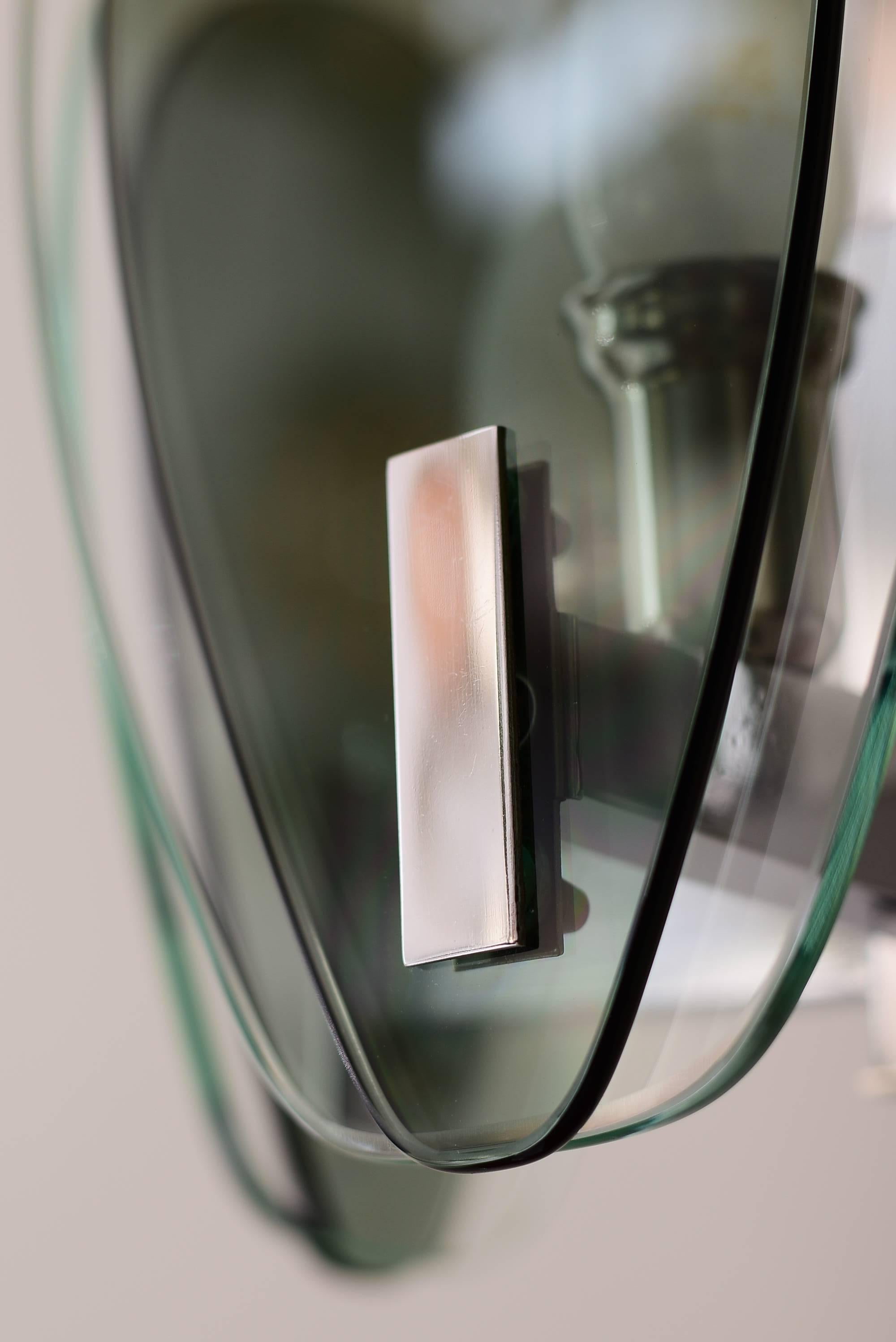 Nickel Lampe à suspension en verre dans le style de Fontana Arte en vente
