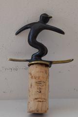 Ski Driver Figurine Bottle Stoppers, Brass, Hertha Baller, Austria