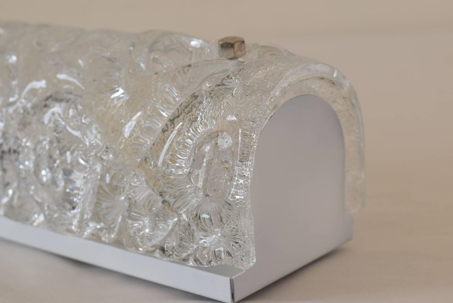 Wall Lamp by Kalmar Brass Nickel Platend and Textured Glass at 1stdibs