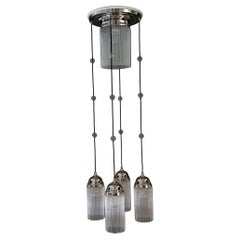 Art Deco Nickel chandelier with glass sticks vienna around 1920s