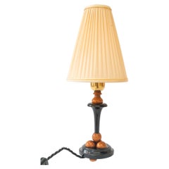 Wood table lamp with fabric shade vienna around 1950s