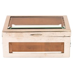 Nickel-plated, wood and cut glass Box vienna around 1920