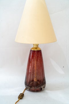 Murano glass table lamp with fabric shade Italy around 1950s