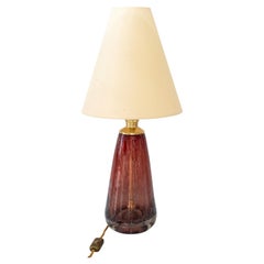 Lampe de table en verre de Murano avec abat-jour en tissu, Italie, vers les années 1950