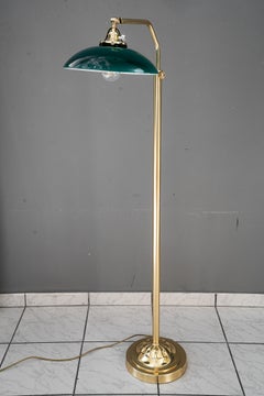 Adjustable Art Deco floor lamp with original green shade vienna around 1920s
