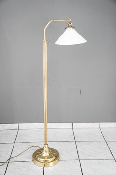 Adjustable Art Deco floor lamp with white opal glass shade vienna around 1920s