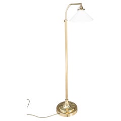 Lampada da terra Art Déco regolabile con paralume in vetro opalino bianco, Vienna, intorno agli anni '20