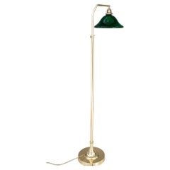 Lampada da terra Art Déco regolabile con paralume verde originale, Vienna, intorno agli anni ’20