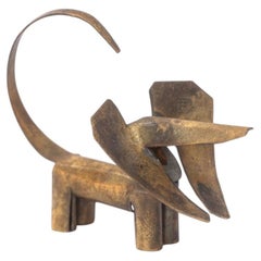 Very small brass sheet metal dog by rohac ( signed, last picture ) around 1950s