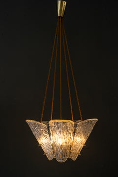Beautiful Klamar chandelier with textured glass, circa 1950s