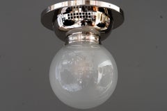 Art Deco Ceiling Lamp nickel with frosted glass shade vienna around 1920s
