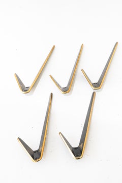 5 Asymetric Wall Hooks by Hertha Baller Austria, 1950s