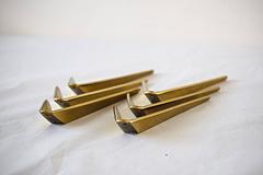 Six Asymmetric Brass Wall Hooks by Hertha Baller, Austria, 1950s
