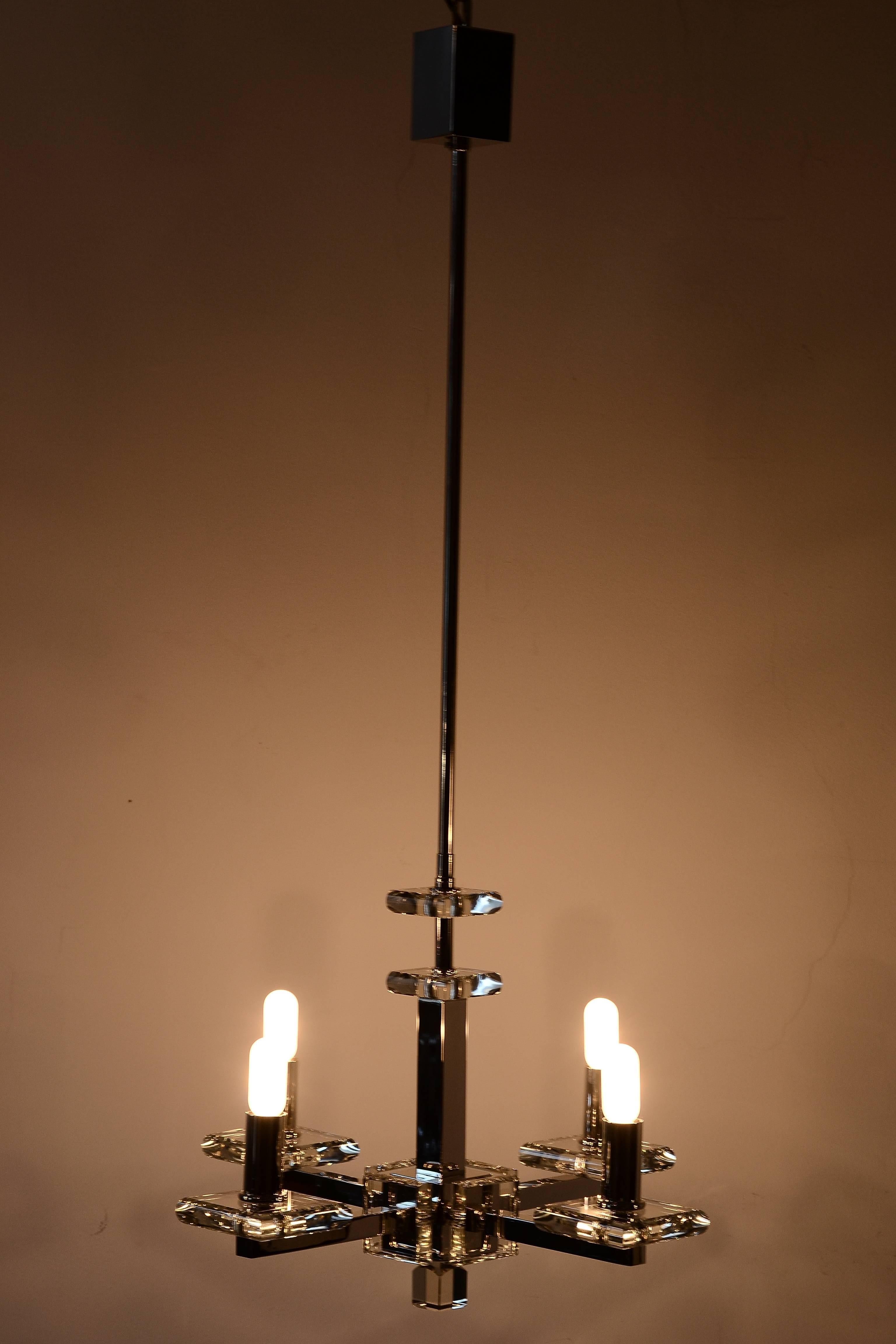Nickel Nice Chandelier by Bakalowits, circa 1930s For Sale