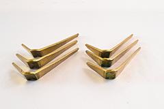 Fourteen Asymmetric Brass Wall Hooks by Hertha Baller, Austria, 1950s