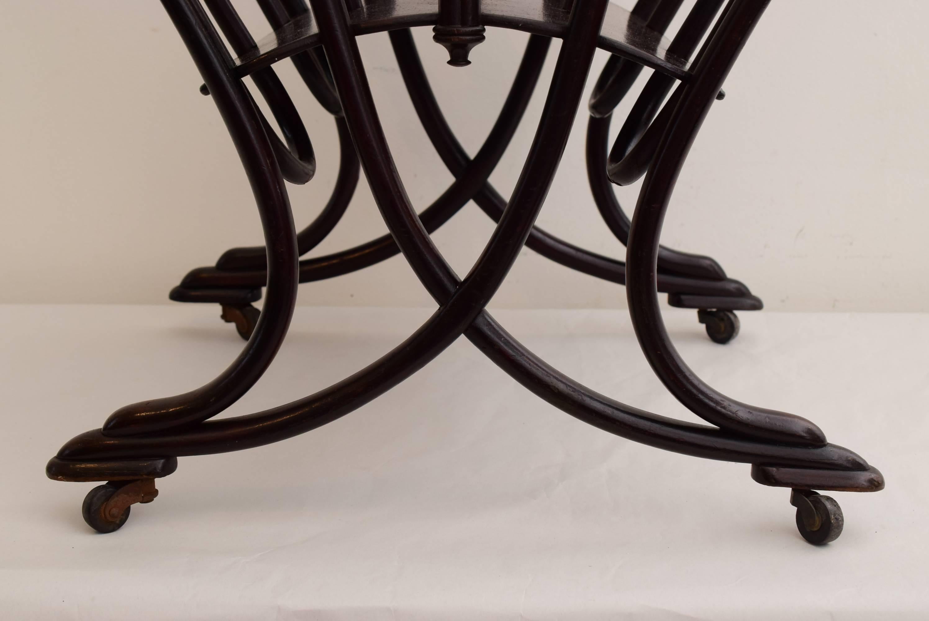 Viennese Thonet Bentwood Magazine Rack with Moving Wheels In Excellent Condition In Wien, AT