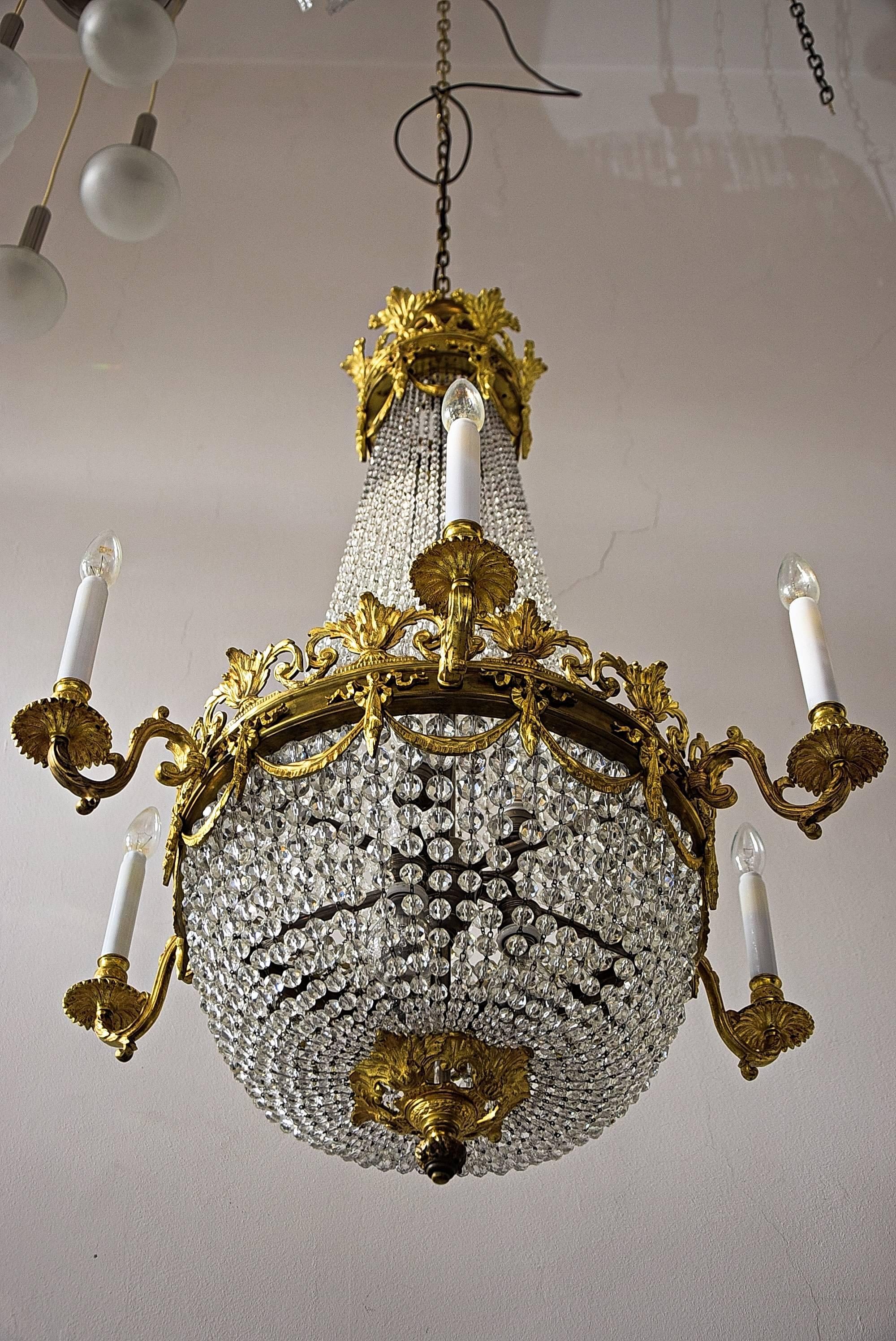 Late 19th Century French 19th Century Louis XVI Style Gilded Bronze Chandelier