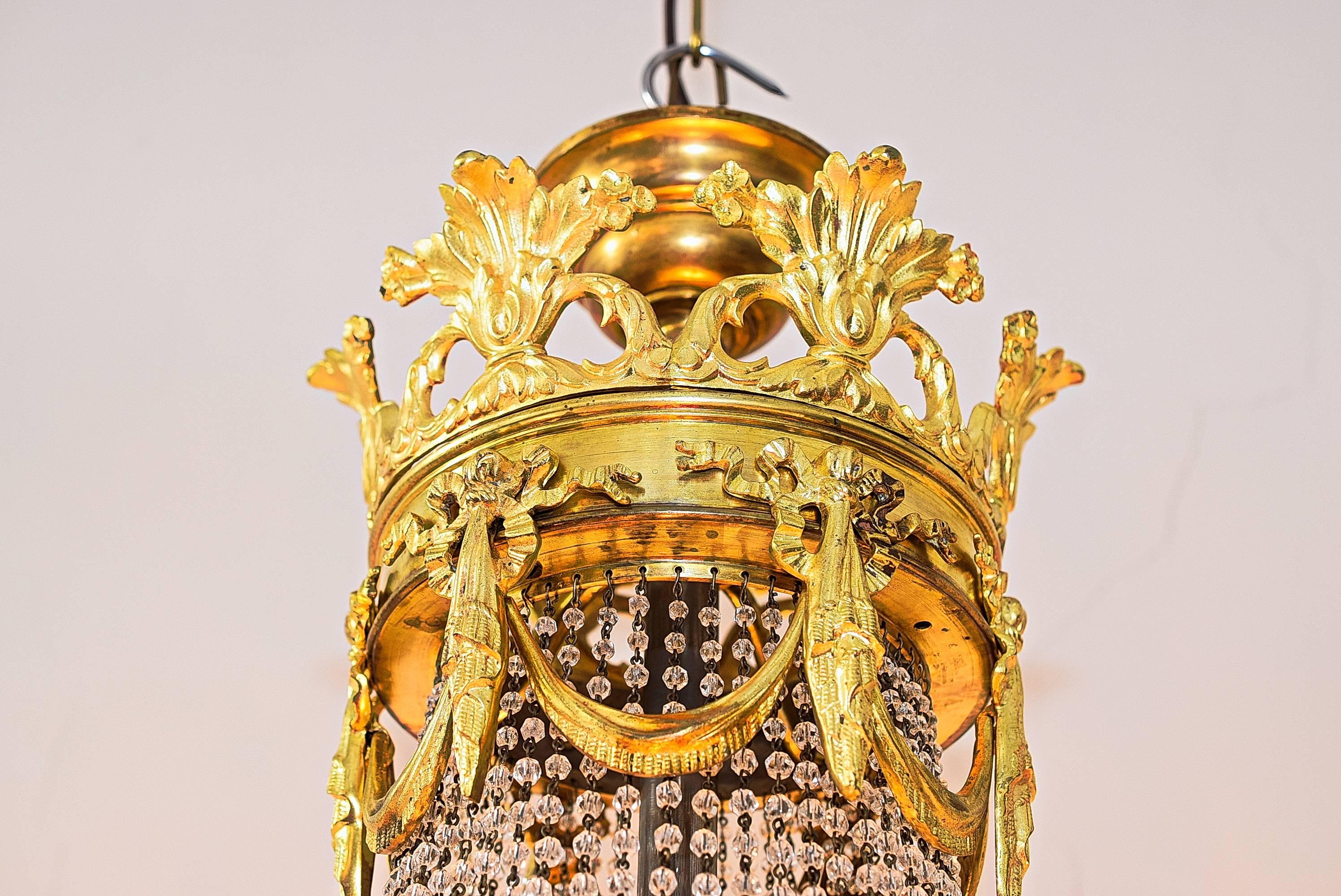 French 19th Century Louis XVI Style Gilded Bronze Chandelier 1