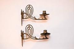 Two Jugendstil Bronze Piano Candleholder