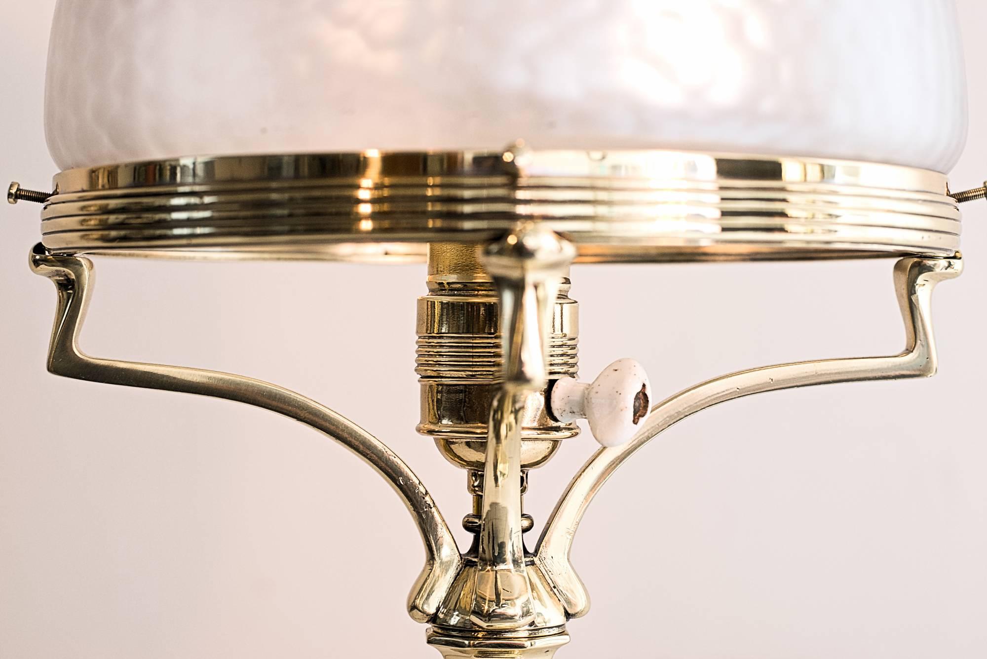 Lacquered Beautiful Jugendstil Table Lamp with Original Glass