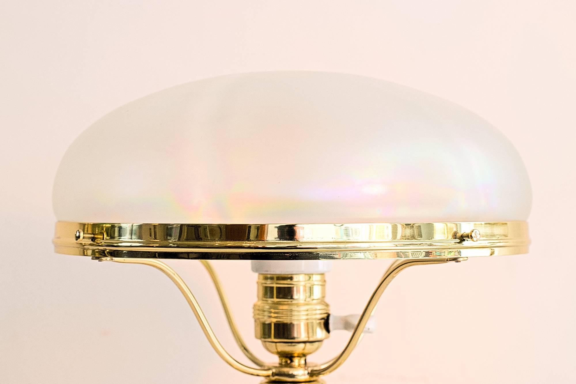 Polished Charming Jugendstil Table Lamp with Beautiful Glass