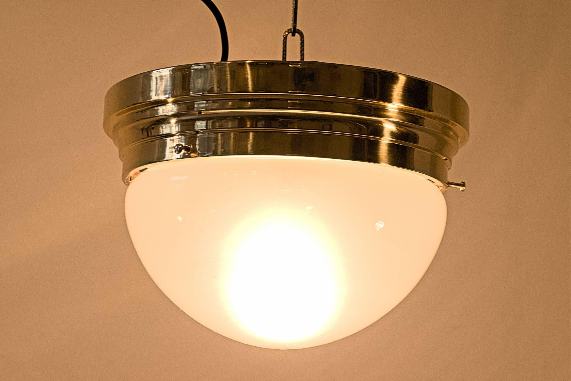 Austrian Art Deco Ceiling Lamp with Original Glass Shade For Sale