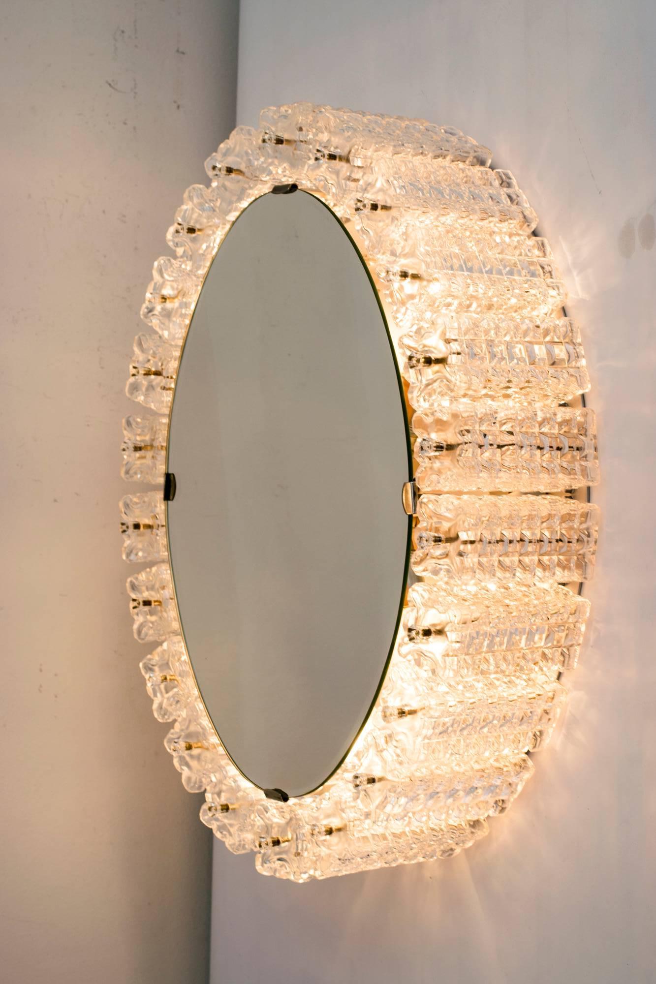 Mid-Century Modern Oval Backlight Mirror by Austrolux, Vienna, 1950s For Sale