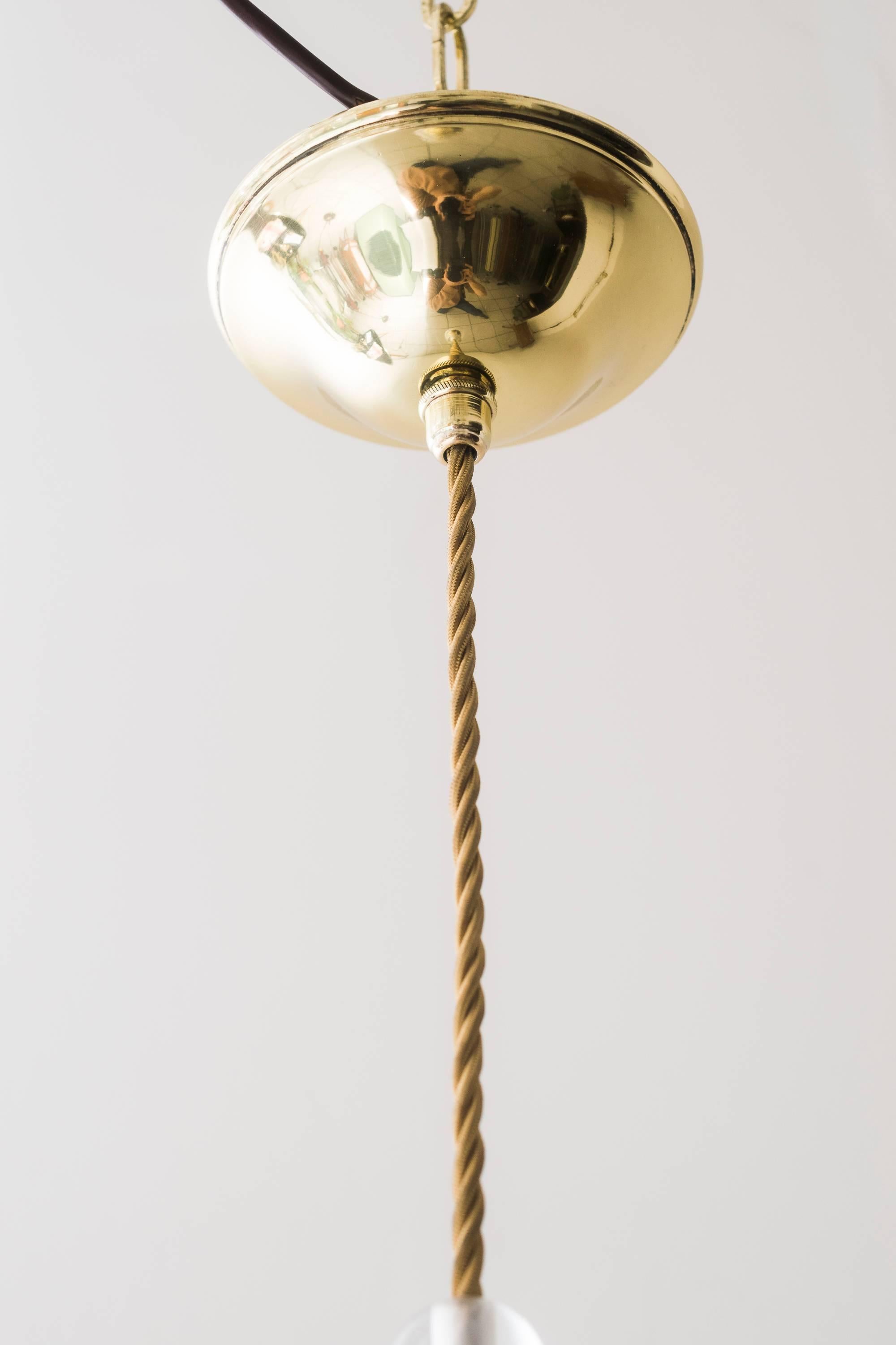 Austrian Viennese Hanging Lamp circa 1905 with Loetz Lamp Shade Koloman Moser