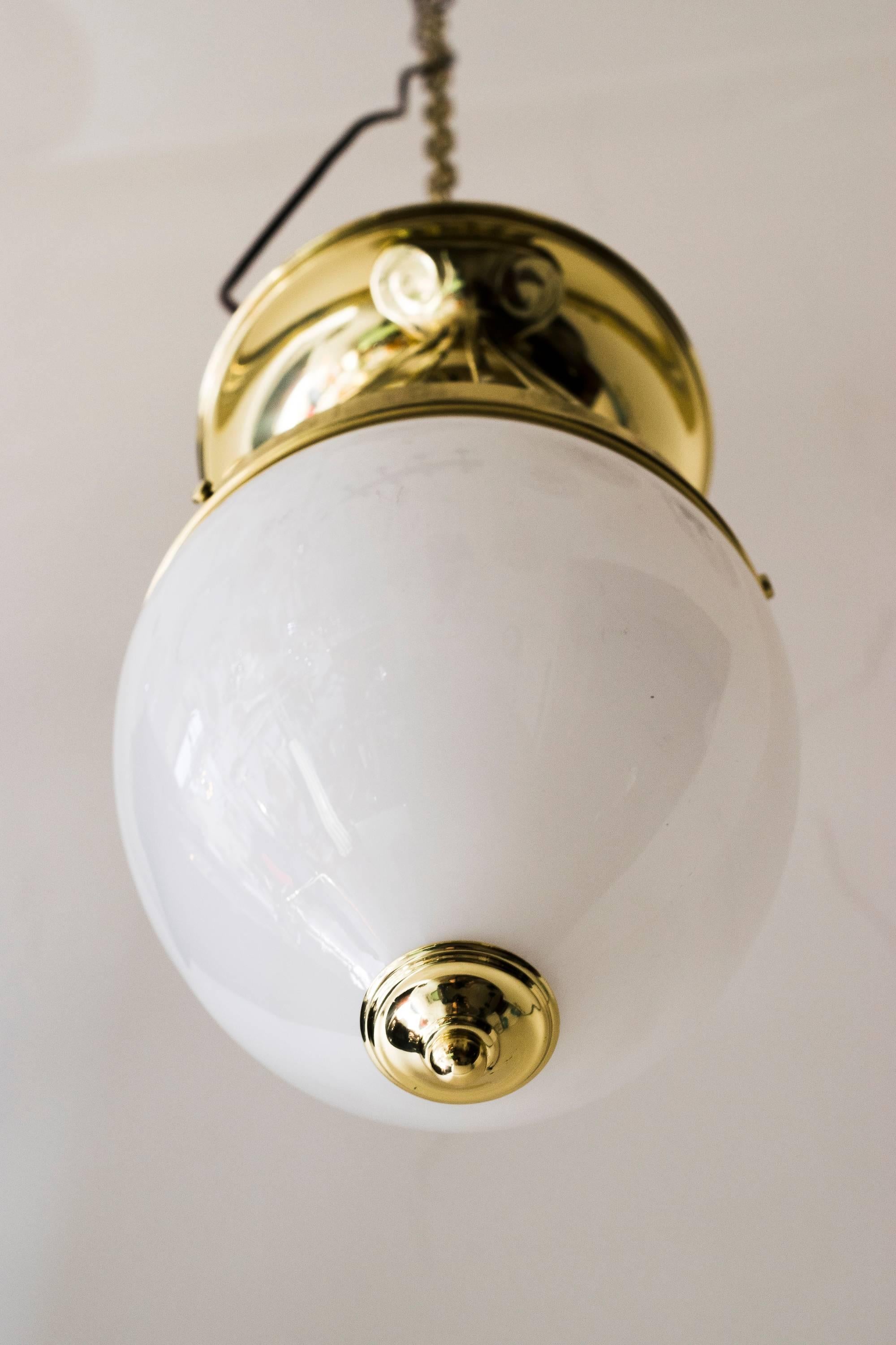 Jugendstil Ceiling Lamp with Opal Glass In Excellent Condition In Wien, AT