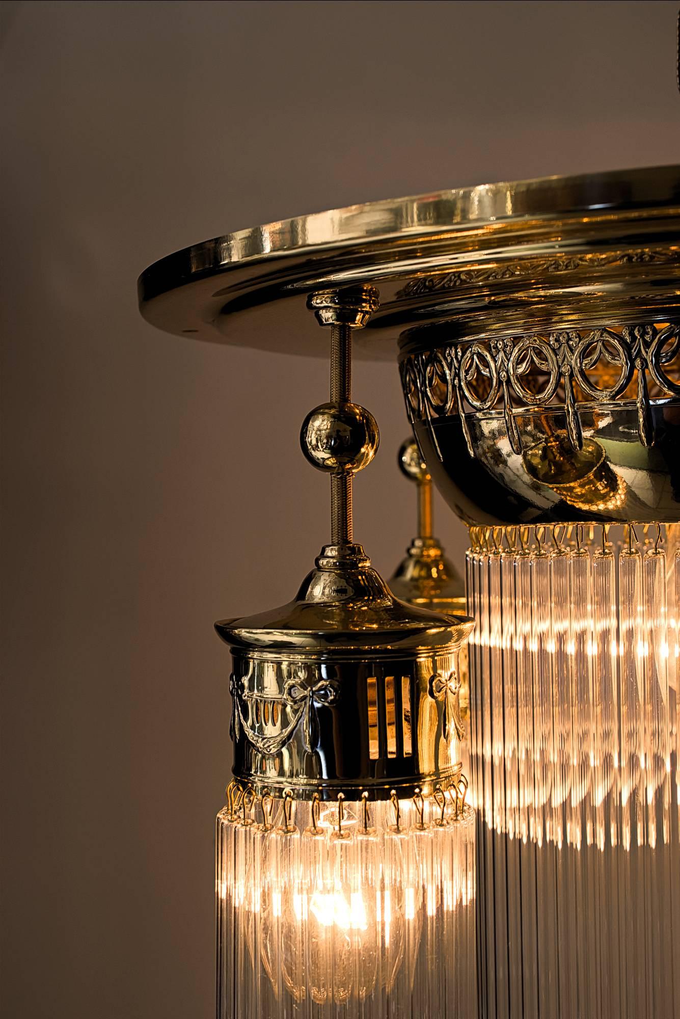 Brass Jugendstil Ceiling Lamp