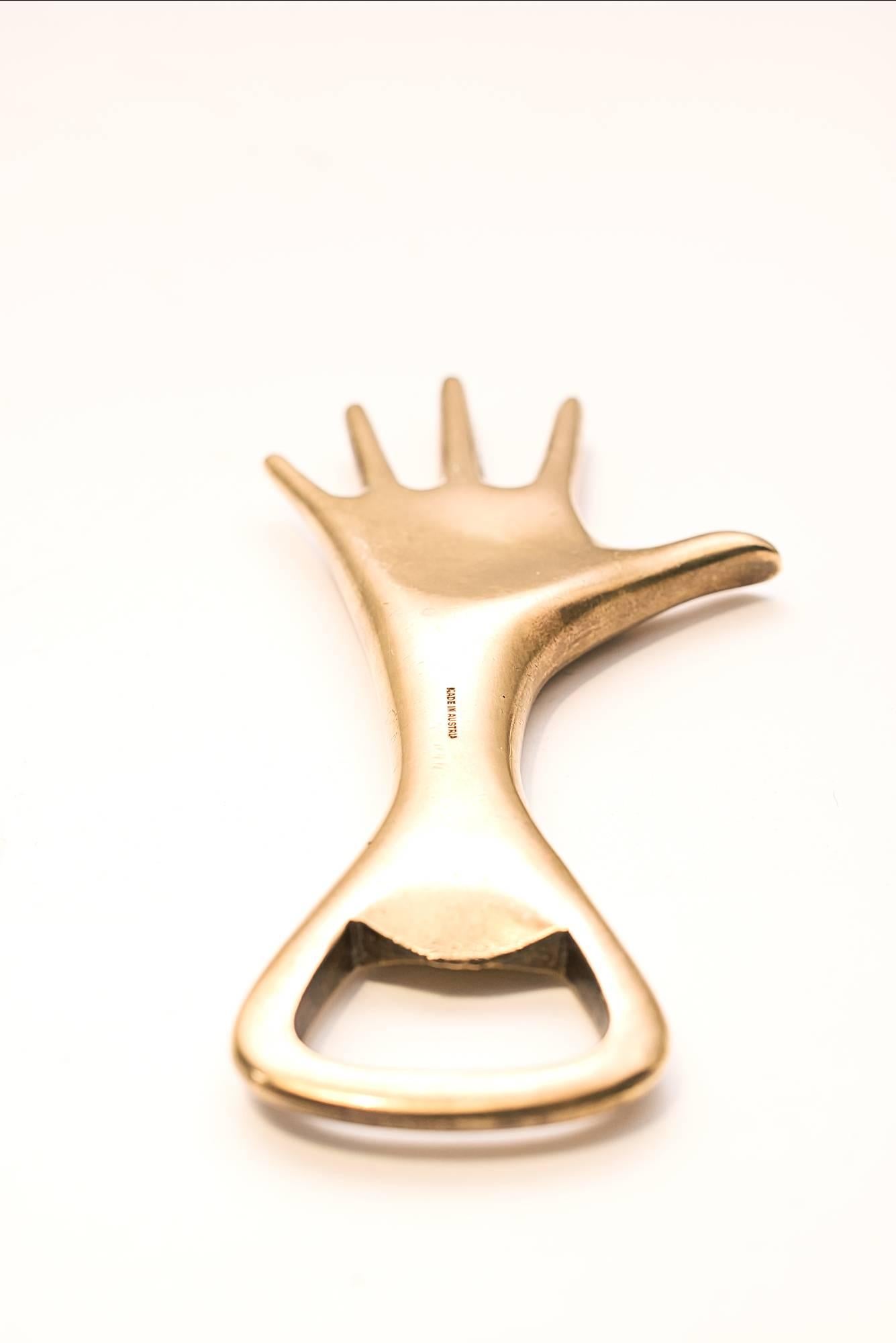 Mid-Century Modern Austrian Carl Auböck Brass Hand Sculptural Bottle Opener