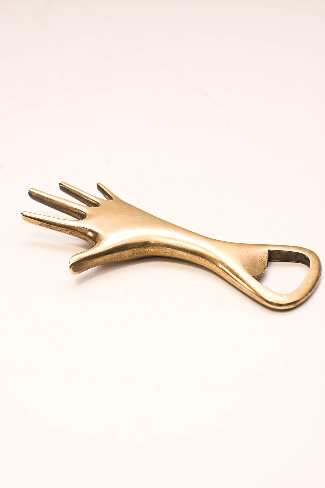 Austrian Carl Auböck Brass Hand Sculptural Bottle Opener In Excellent Condition In Wien, AT