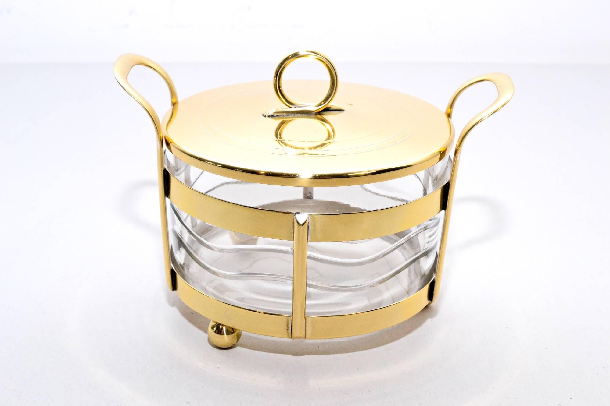 Sugar bowl with cut glass
polished and stove enameled.
