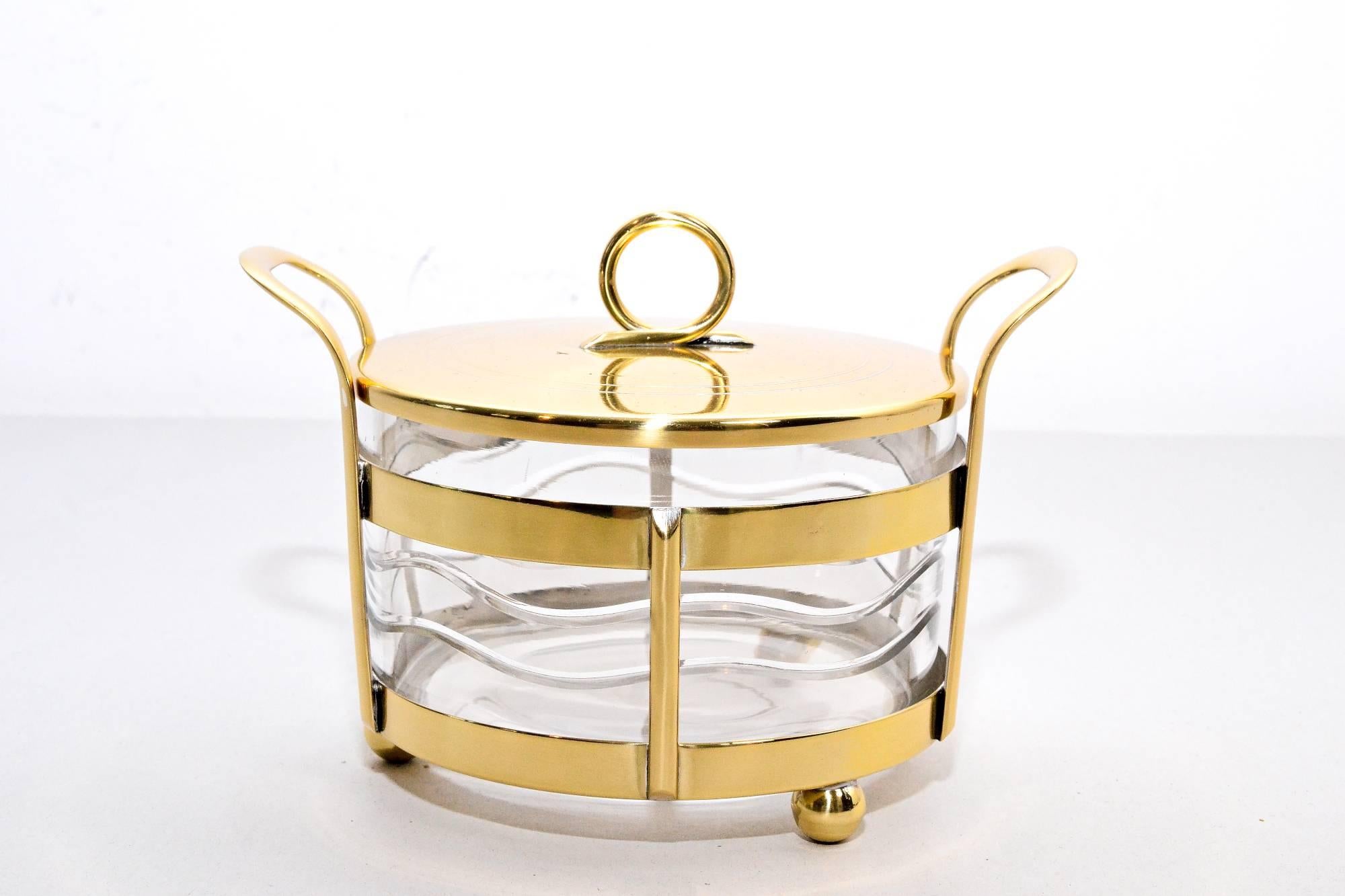 Azucarero con cristal tallado Lacado en venta