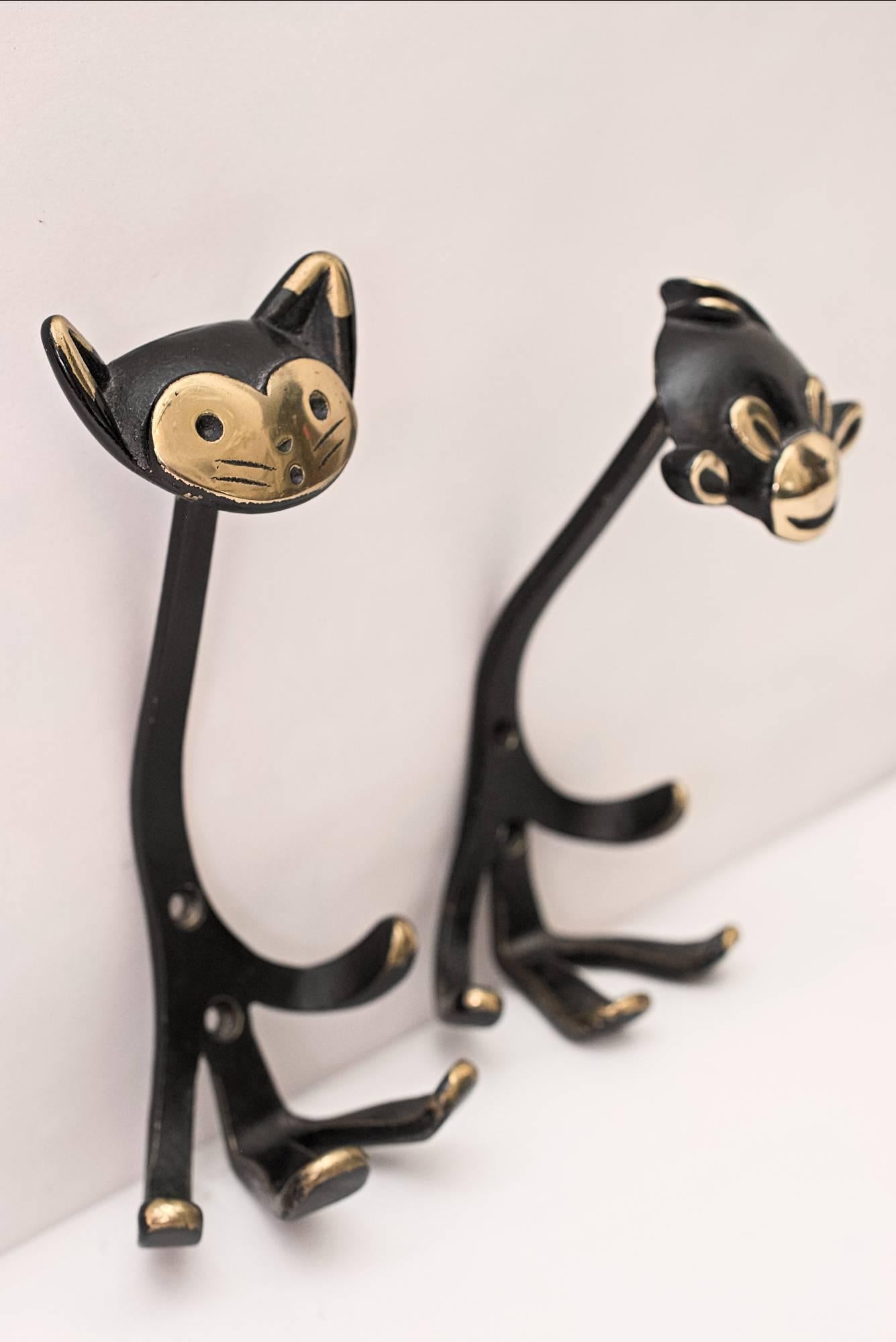 Walter Bosse Cat and Monkey Wall Hooks In Excellent Condition In Wien, AT