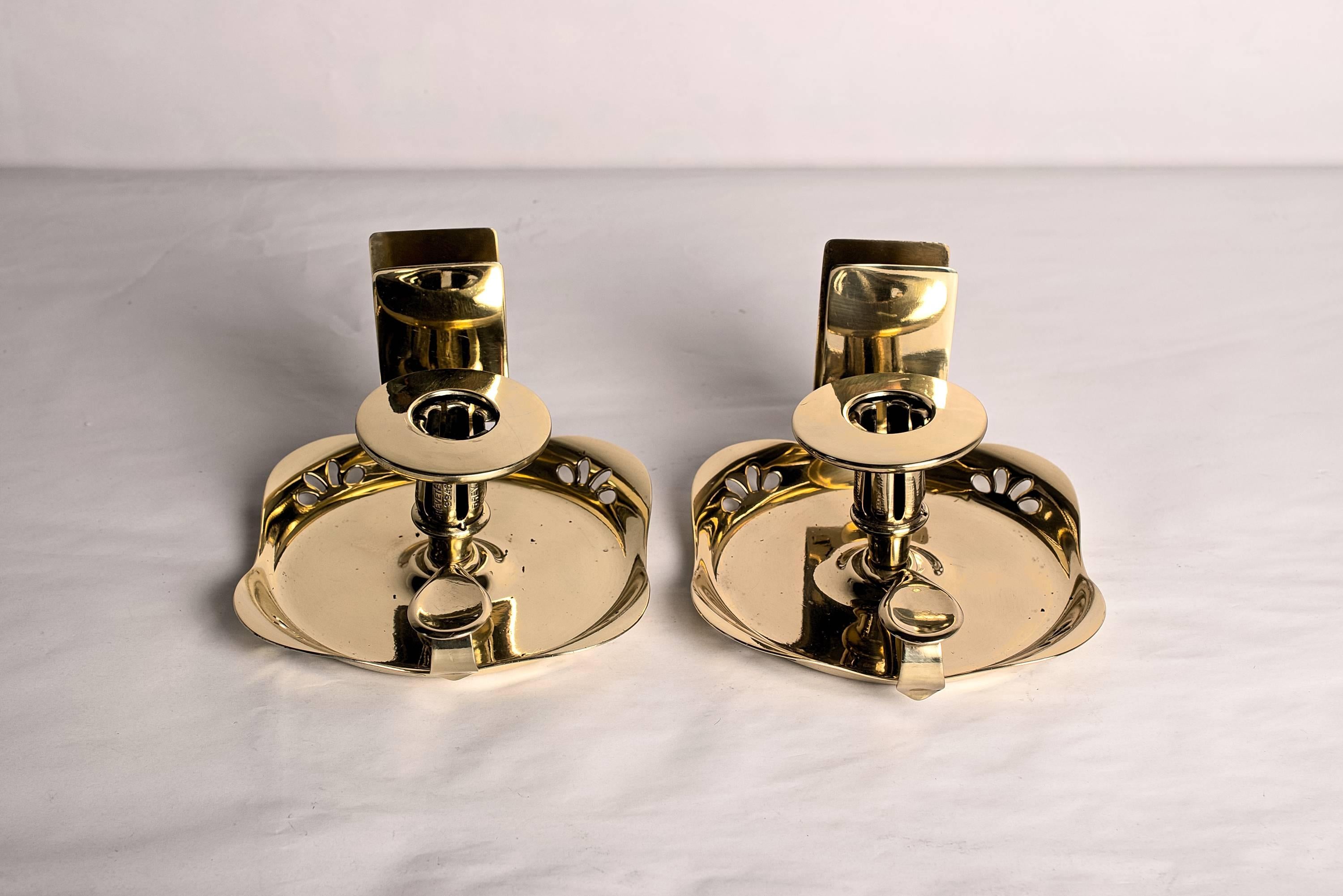 Austrian Two Brass Candle and Match Holder for Wine Cellar