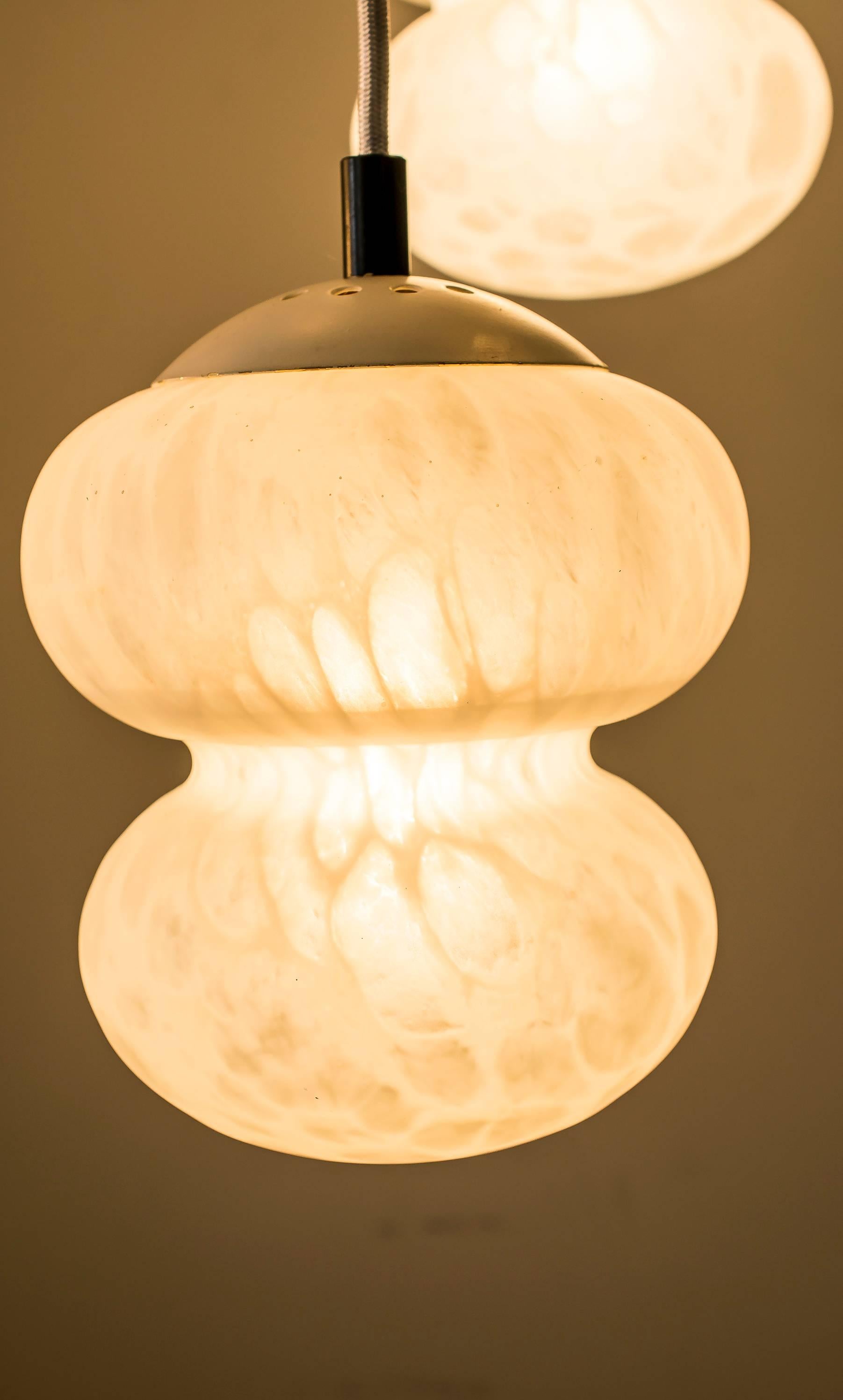 Hanging Lamp with Beautiful Glass Shades In Good Condition For Sale In Wien, AT