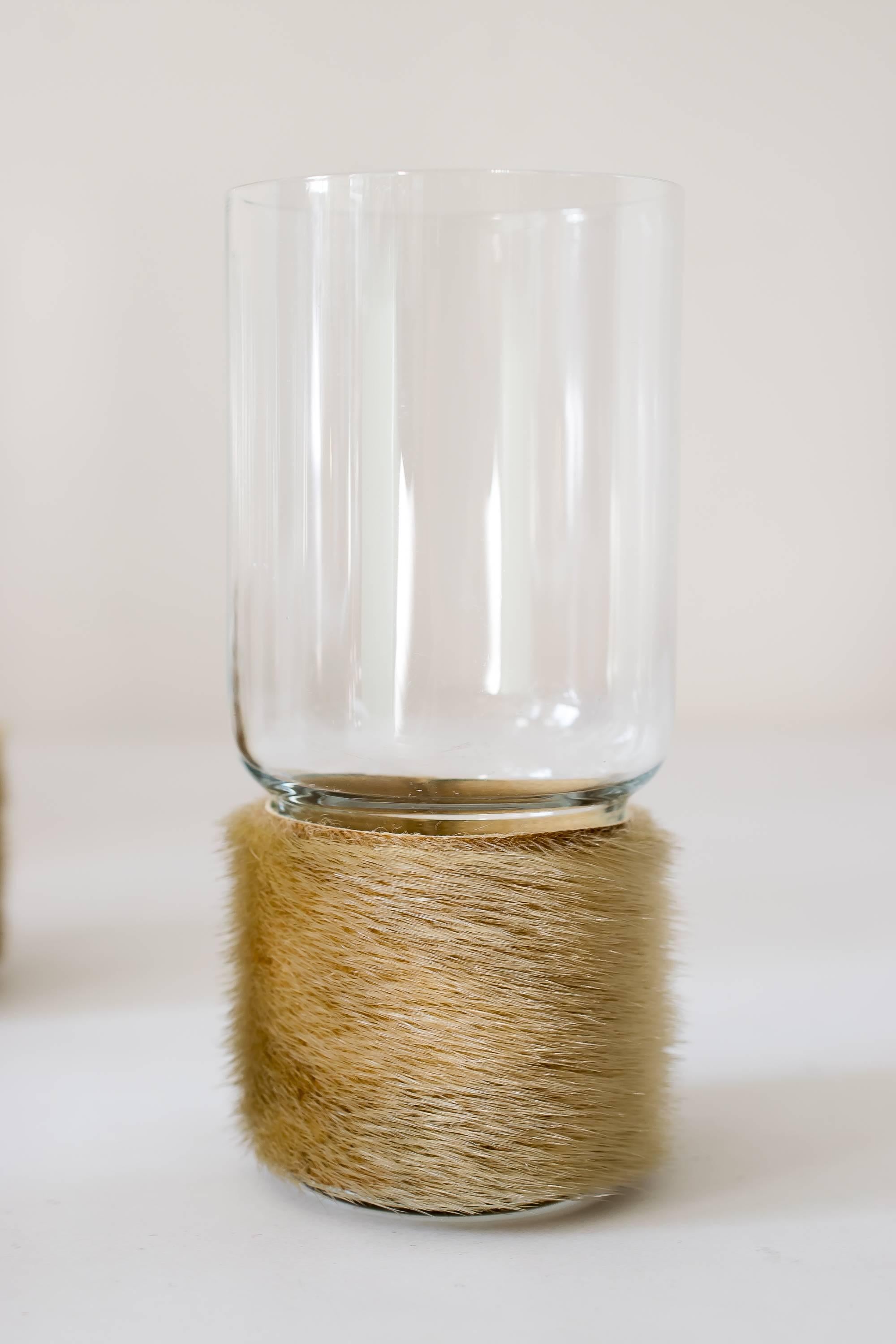 Mid-20th Century Ice Bucket with Six Fur Glasses For Sale