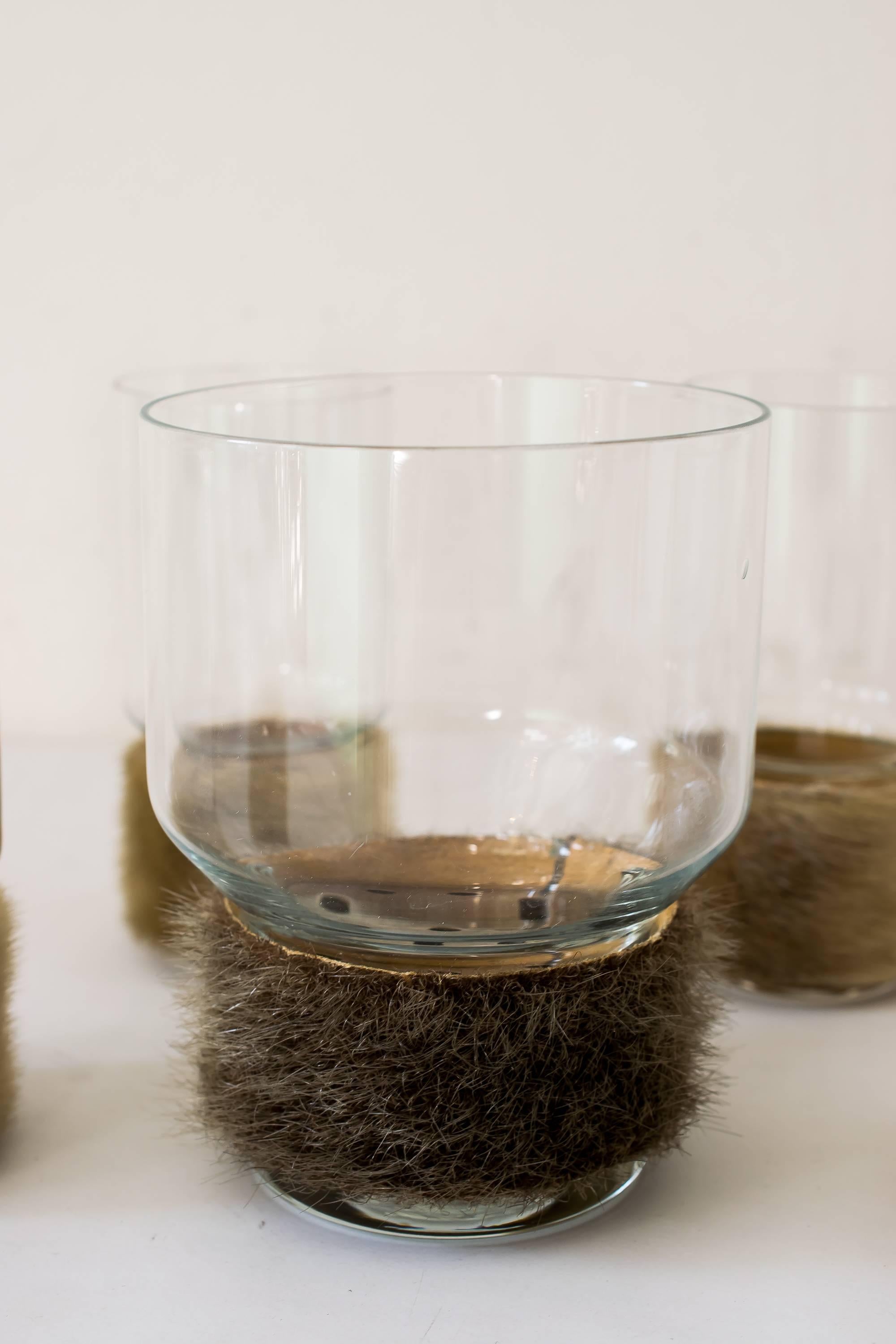 Ice Bucket with Six Fur Glasses For Sale 1