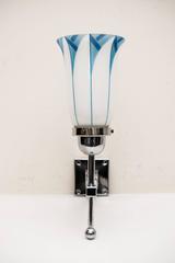 Art Deco Nickel Wall Lamp with Original Glass Shade