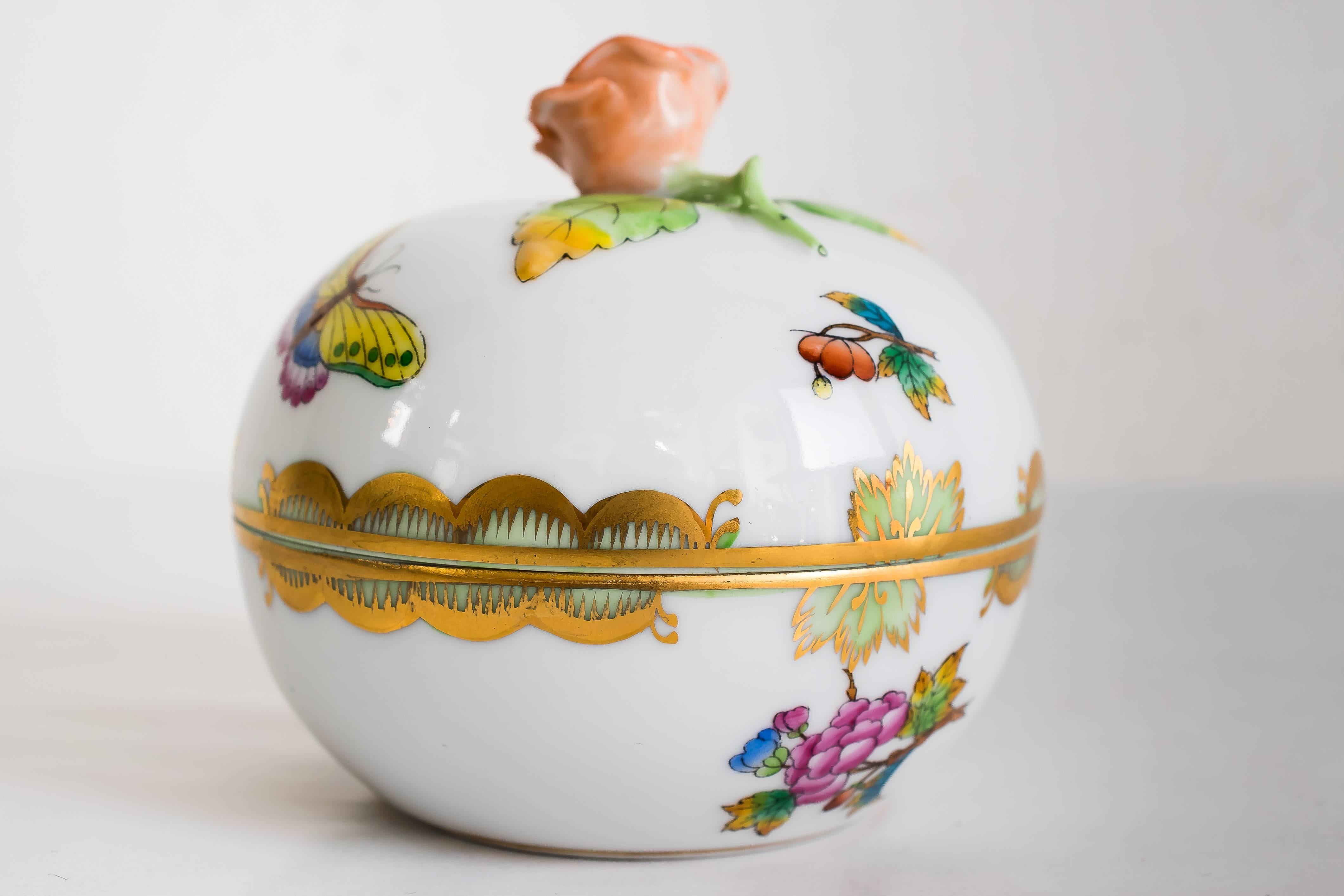 Painted Herend Sugar Bowl and Cover, 1960s