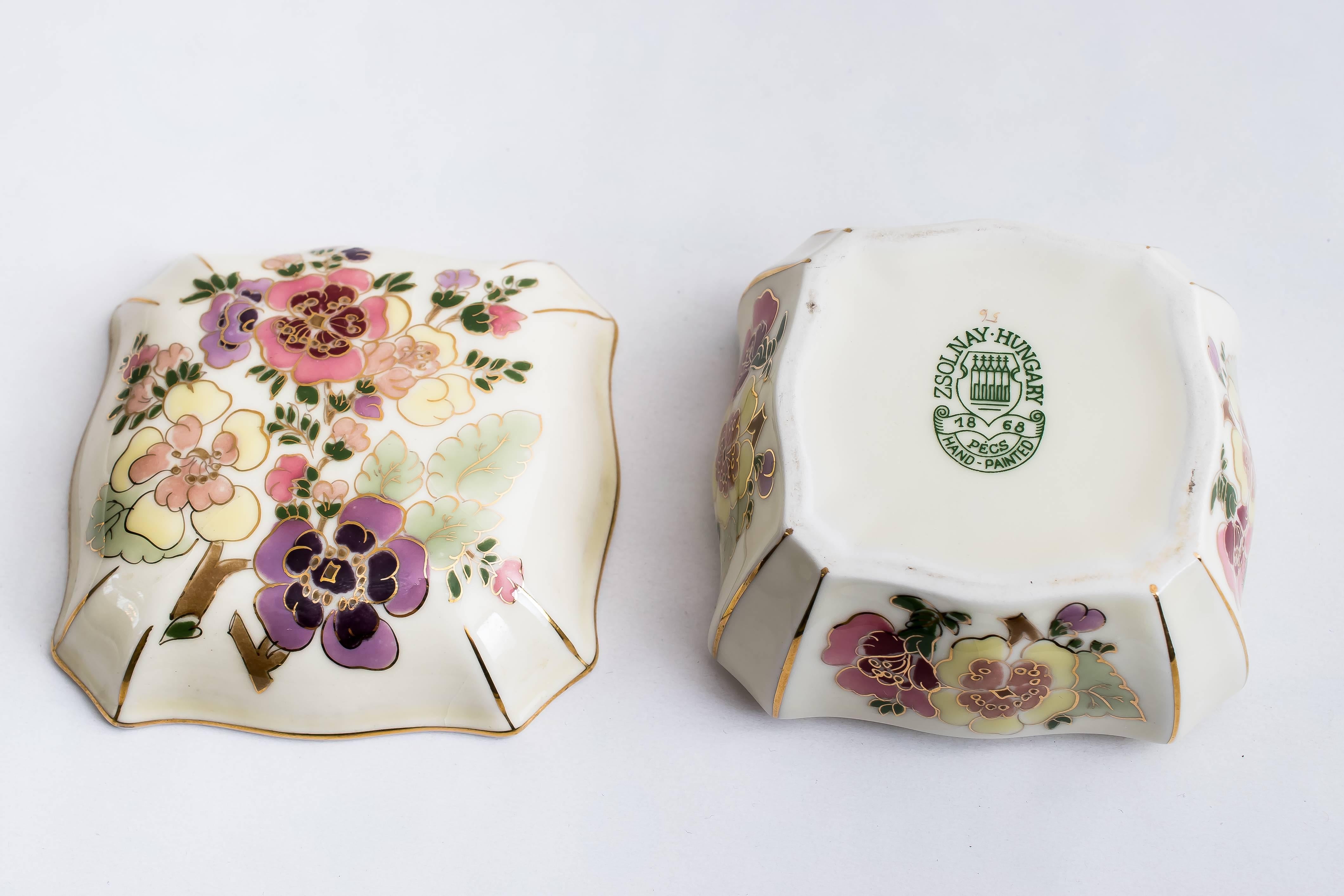 Painted Sugar Bowl and Cover by Zsolnay, circa 1950s