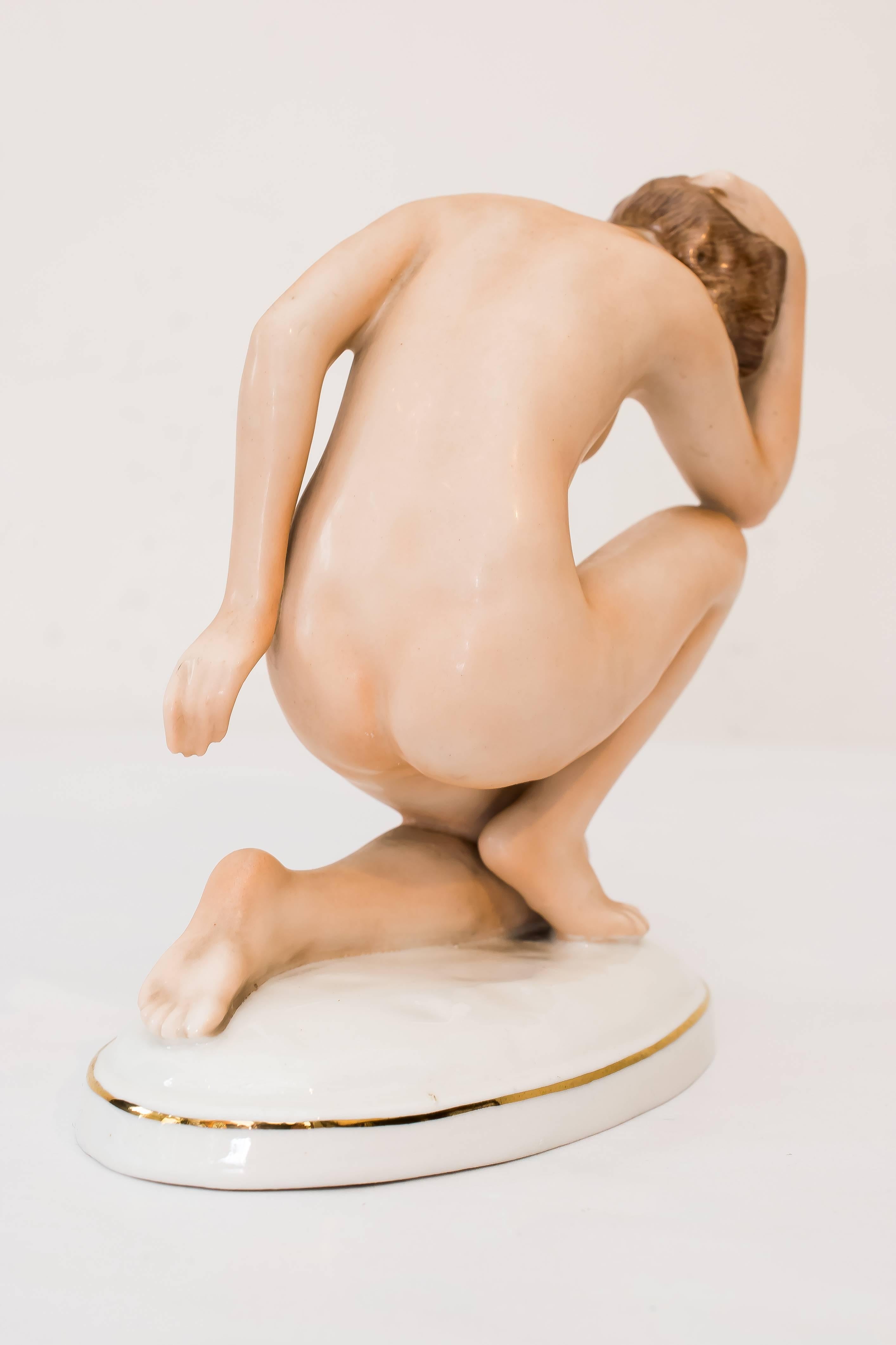 Mid-Century Modern Nude Sculpture Porcelain For Sale
