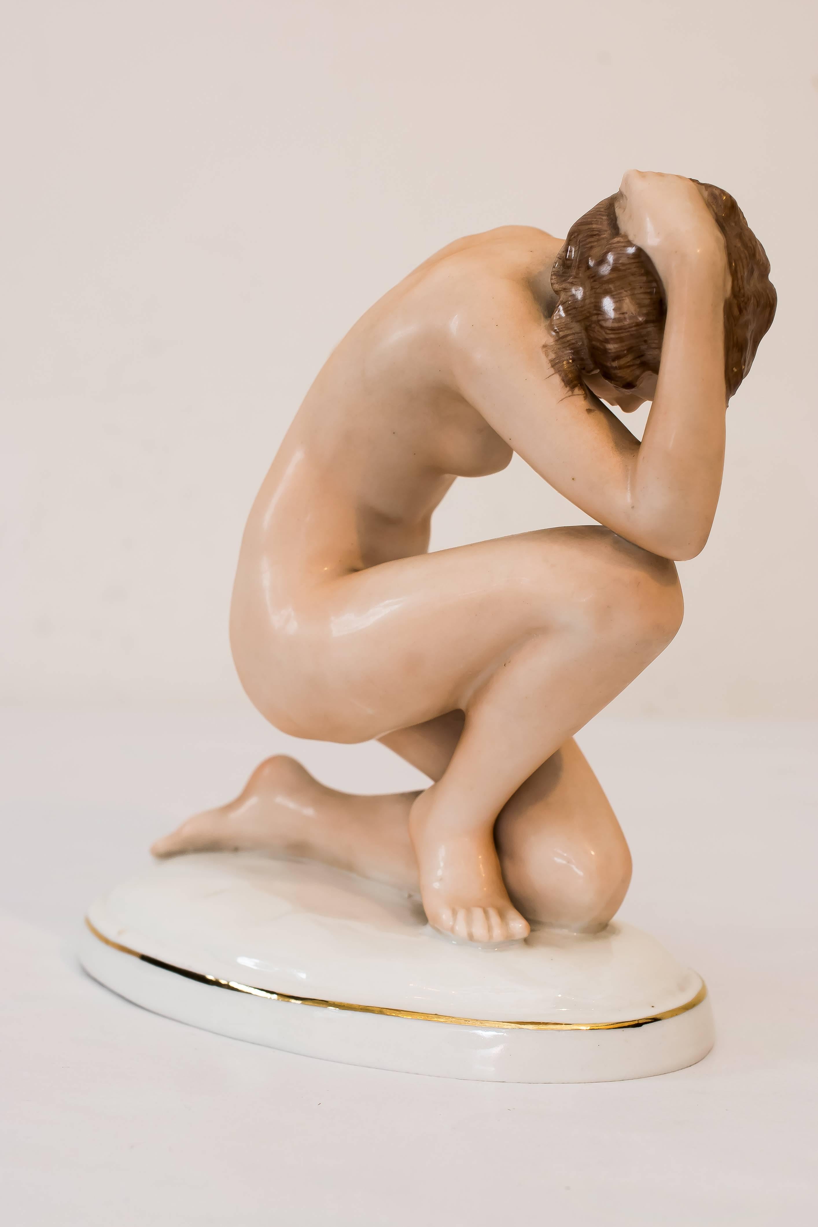 Czech Nude Sculpture Porcelain For Sale