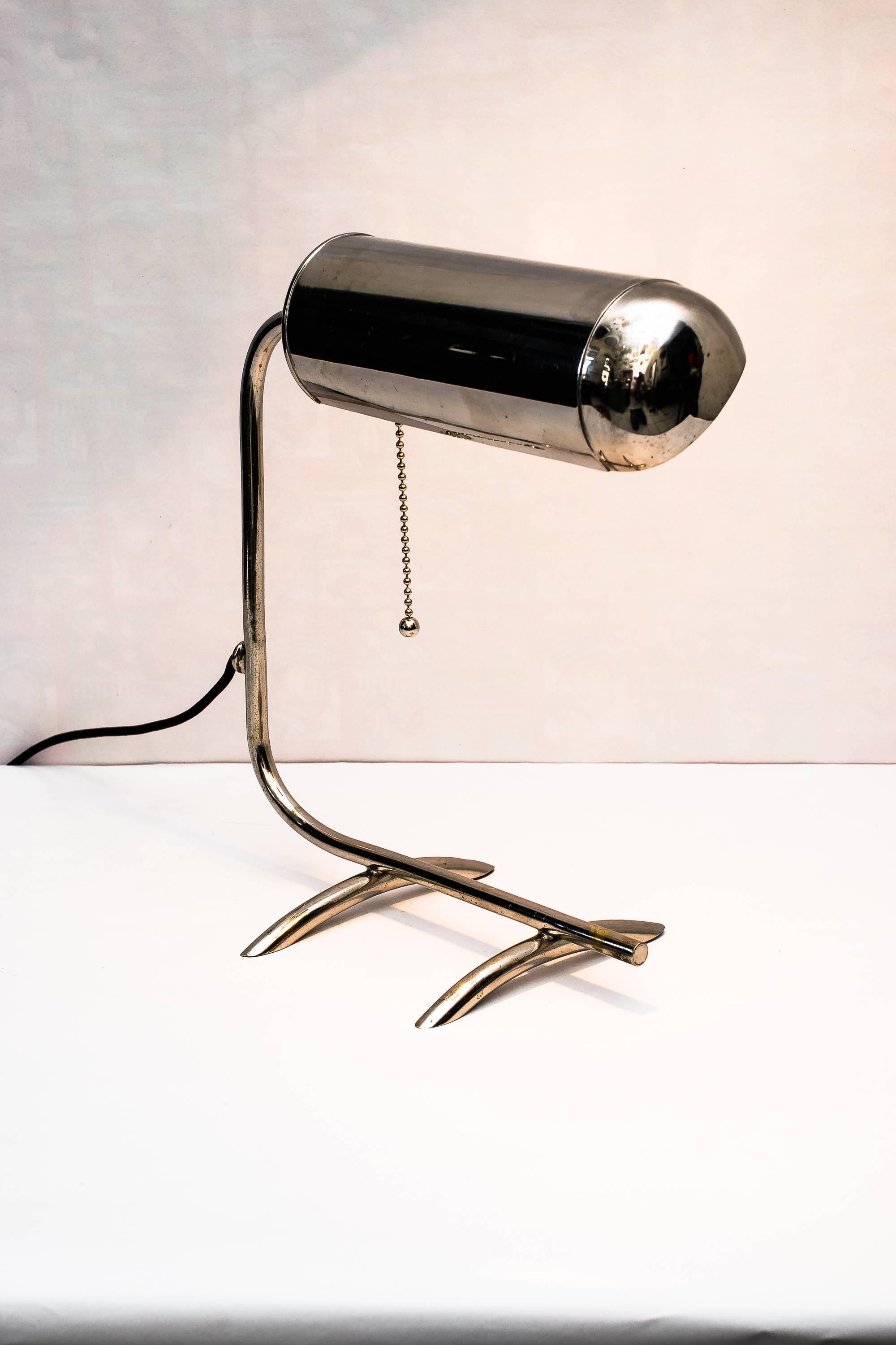 Nickel Art Deco Table Lamp, 1920s
