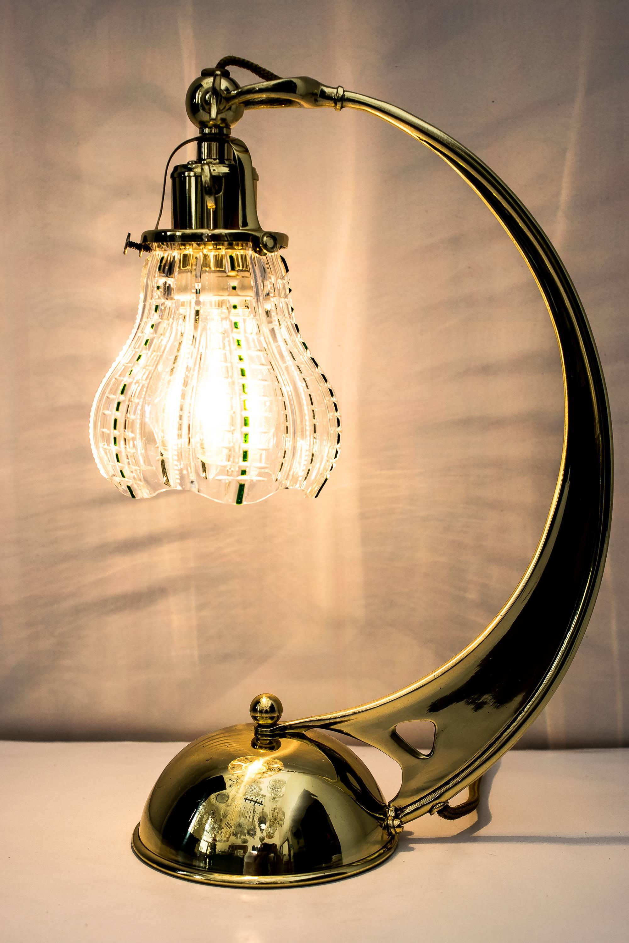 Early 20th Century Very Beautiful Jugendstil Table Lamp with Original Glass Shade